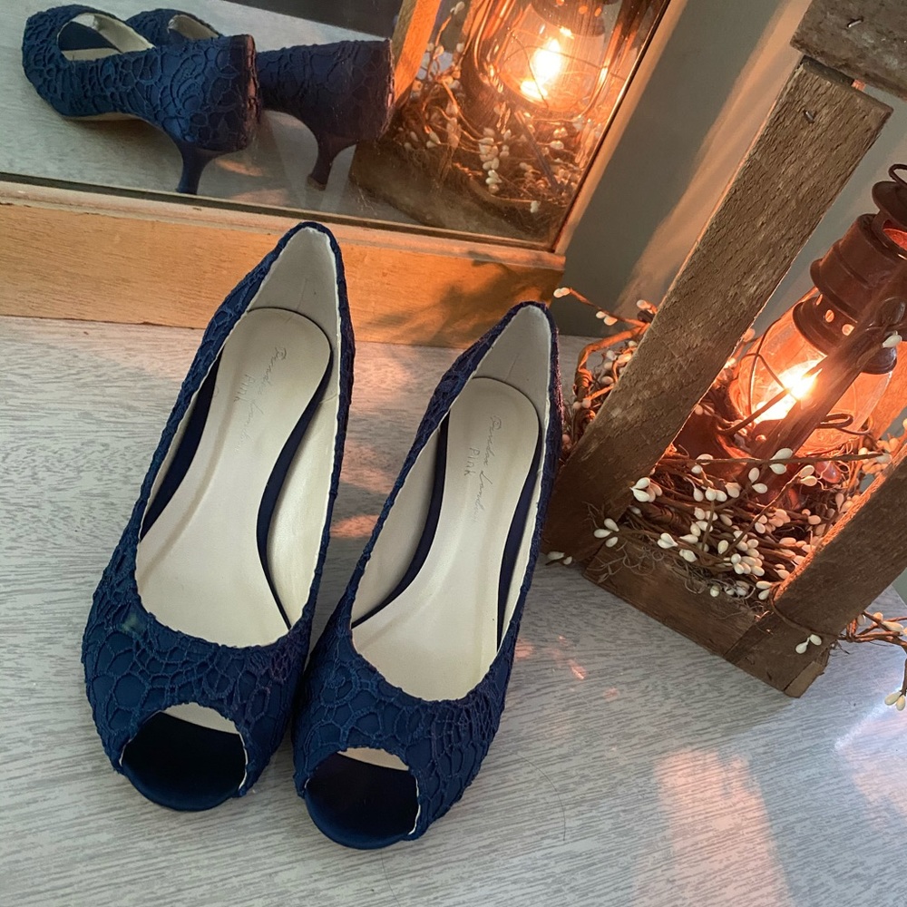 PARADOX LONDON Blue Peep Toe Low Heels. Size 6.5